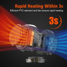 Coolfor Space Heater, PTC Ceramic Electric Desk Heater High Output Heating Fan for Home Bedroom Office Desk Indoor Use(Dark Grey)