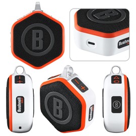 Bushnell Wingman Mini Orange/White GPS Bluetooth Speaker with Wearable4U Ultimate White Earbuds and Wall/Car Chargers Bundle