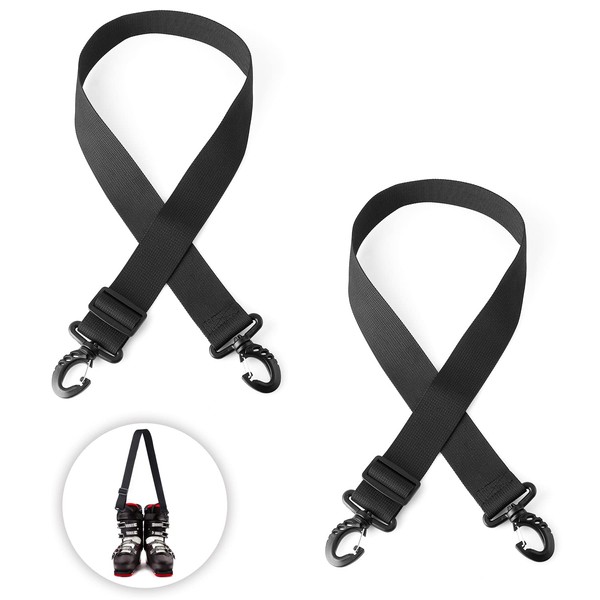 2pcs Ski Boot Carrier Strap with 360 Degree Buckle, Adjustable Ski Carrier Straps Ski Shoulder Strap for Skiing Accessories for Adults Teens Skiing Winter Outdoor Activities