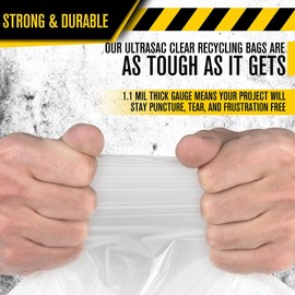 Ultrasac - Recycling Bag, 45 Gallon, 1.1 Mil, 40"x46", Clear, 100 Count w/Ties