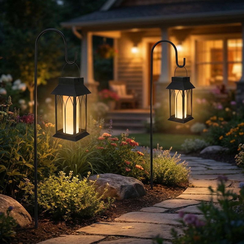 Solar Lantern Outdoor Waterproof ,Black Heavy Duty Metal Solar Powered
