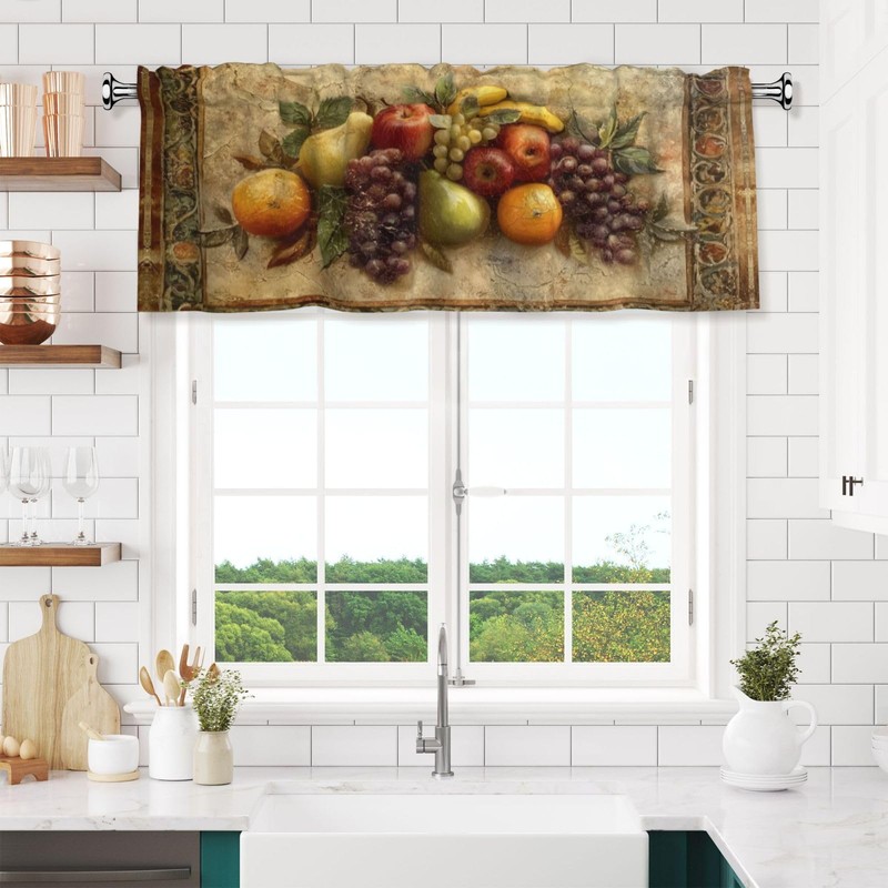 Retro Fruit Curtain Valance for Windows Rod Pocket Valance Window