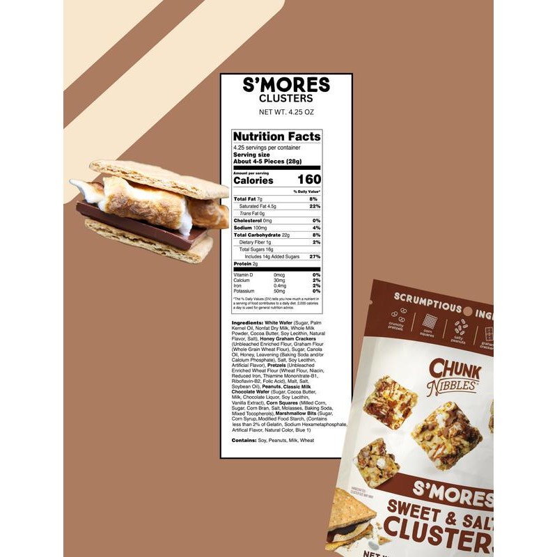 Chunk Nibbles S'Mores Snack Clusters | 3 Pack | 4.25oz