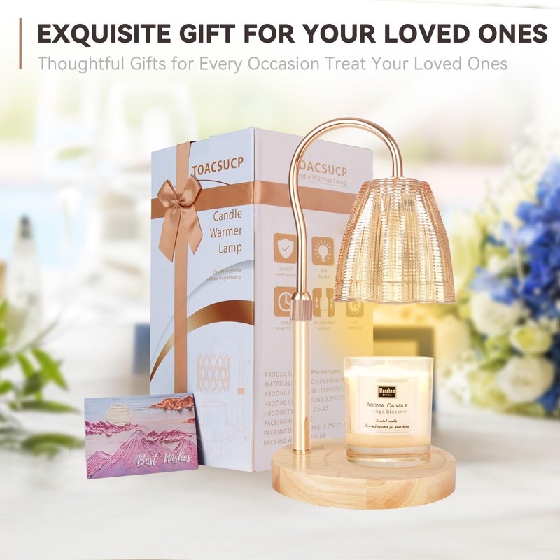 TOACSUCP Candle Warmer Lamp with 3 Bulbs, Adjustable Height Dimmable