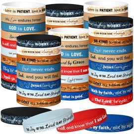 Bucherry 120 Pcs Rubber Bible Verse Bracelets Religious Silicone Christian Scripture Bracelets Inspirational Bulk Bible Verse Jesus Wristbands for Men Women Christmas Gift