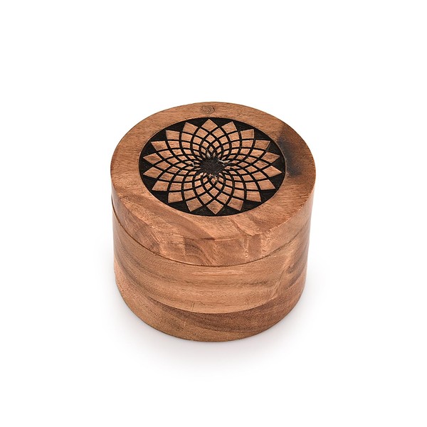 EDHAS Dog Urn Acacia Wood Round Shape Engraved Urns for