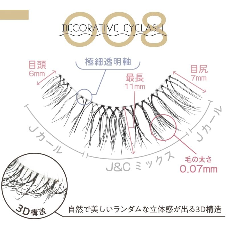 デコラティブアイラッシュ ＜ 008 ＞ （上つけまつげ4ペア入） SE43547 デコラティブ つけま 付けまつげ つけまつ毛