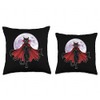 Vampire Cat with Cape and Full Moon Throw Pillow