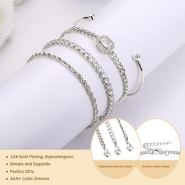 Dochais Pack of 4-6 Women's Gold, Bracelet 14K Gold-Plated Bracelet, Adjustable Women's Bracelet, Boho Gold, Twist Snake Cuban Paper Clip Bracelets, Jewellery for Women and Girls, Copper