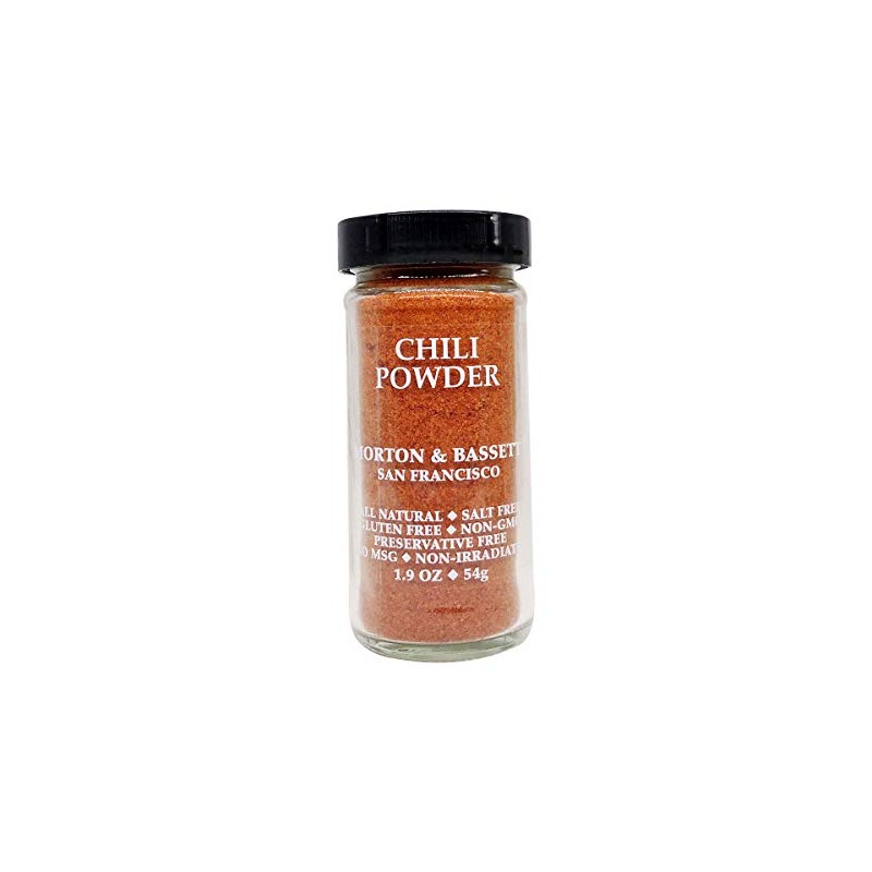 Morton & Bassett Chili Powder Seasoning, 1.9oz – Salt-Free, Non-GMO,