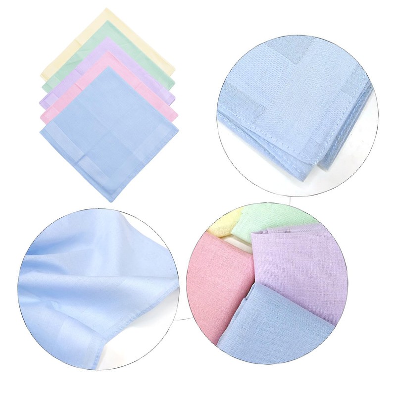 5-Piece Satin Handkerchiefs, Soft Cotton Handkerchiefs, Face Washcloths, Handkerchiefs in