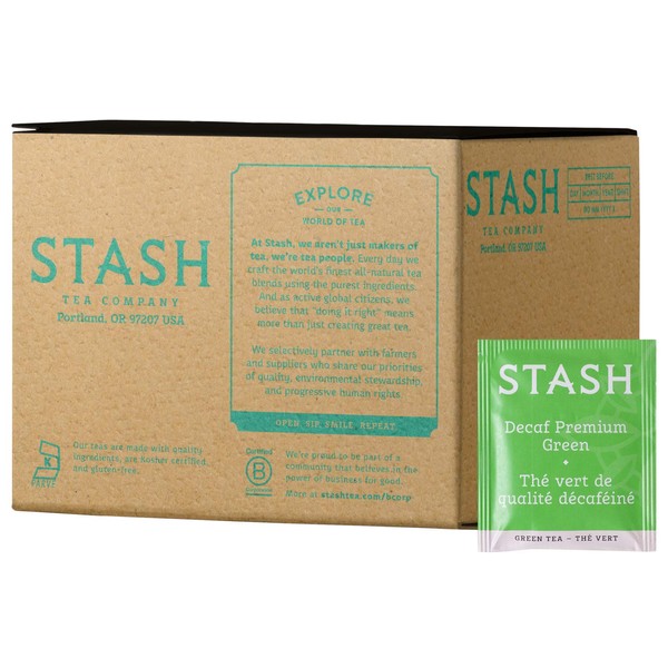 Stash Tea Decaf Premium Green Tea, Box of 100 Tea Bags (Packaging May Vary)