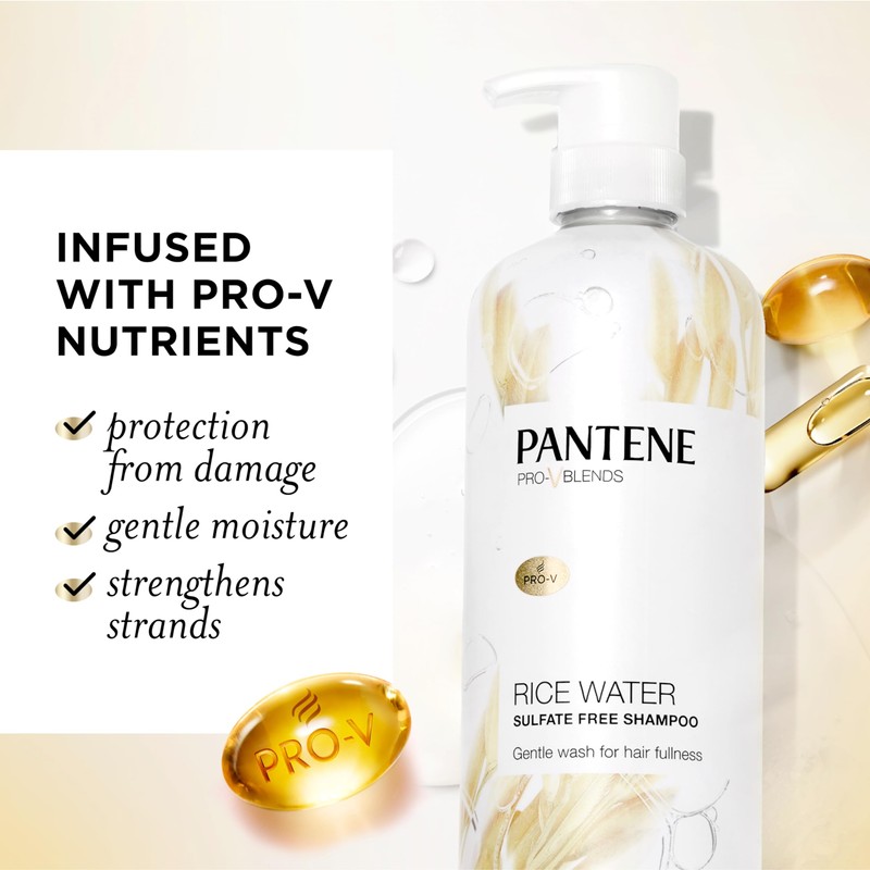 Pantene Sulfate Free Shampoo with Rice Water, Protects Natural Hair