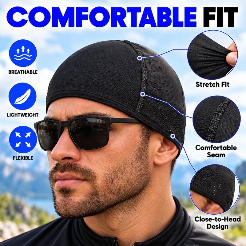 3 Pcs Breathable Mesh Skull Cap for Cycling – Moisture-Wicking,