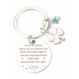 MUCOOS Women's Lucky Charm Key Fob, Clover Leaf, Lucky Charm Keyring, Gift for Women, Lucky Charm, Encouragement Gift, Silver2