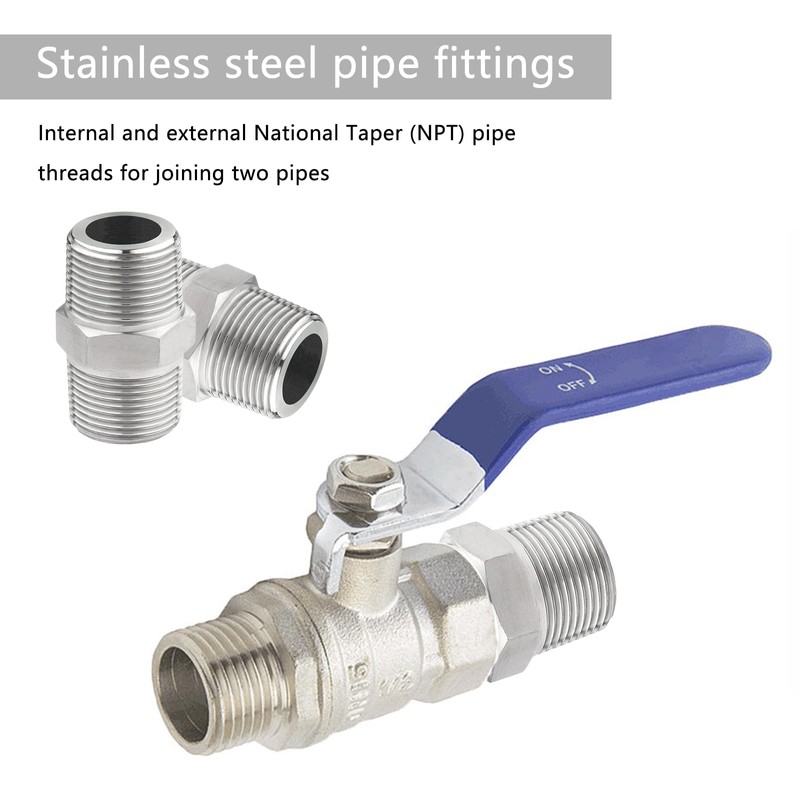 WestCH 1/2 Inch Shower Hose Adapter Stainless Steel Double Nipple