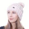 Cable Knit Bobble Pom Beanie Hat Pink Silver Sequins CRAGGI