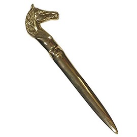 Schooner Bay Co. 6-1/4" Solid Polished Brass Horse Head Letter Opener, Antique Reproduction
