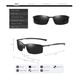 FEISEDY B1029 Men's Sunglasses, Polarized Sunglasses, UV 400 Protection, Ultra Lightweight, Driving/Bicycle/Fishing, black·grey