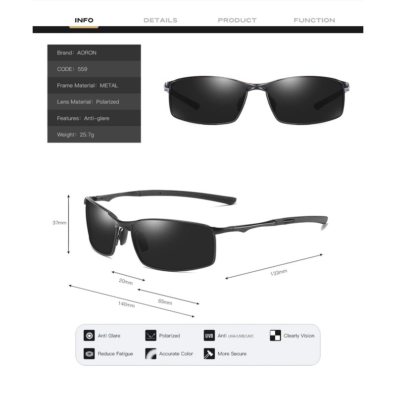 FEISEDY B1029 Men's Sunglasses, Polarized Sunglasses, UV 400 Protection, Ultra