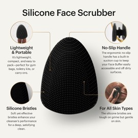 MANSCAPED The Face Buffer - Limpiador facial de silicona para hombre para nutrir, limpiar profundamente y exfoliar tu piel, mango de ventosa antideslizante, masaje facial suave, paquete de 1