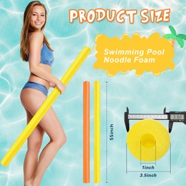 Hollowfly 2 Pack Jumbo Pool Noodles Floating Pool Noodles Foam Tube Large Hollow Floating Training Device Swimming Craft Projects Padding Bumper(55 x 3.5 Inch,Yellow and Orange)