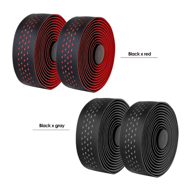 GORIX(ゴリックス) バーテープ ロードバイク 2カラー (GX-063BD) 自転車 滑りとめ 衝撃吸収 ブラック×レッド