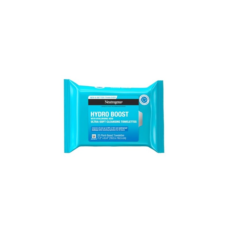 Neutrogena Toallitas limpiadoras Hydro Boost Ácido Hialurónico 25 pzs