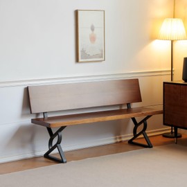 HEONITURE 16 Inch Metal Bench Legs,Backrest Bracket Set of 2,Ideal for DIY Projects with Butcher Block Countertops and Wood Slab Benches Indoor/Outdoor (Black, 16" x 17.7")