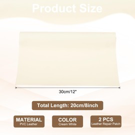 PATIKIL - Parche de reparación de piel, 2 piezas de 8 x 12 pulgadas, calcomanía de vinilo calcomanía para muebles, kit de reparación para sofás, taburetes, sillas, armarios, bolsas, color blanco crema