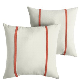 Mozaic AMPS114695 Indoor Outdoor Sunbrella Square Pillows, Set of 2, 16 x 16, Canvas Natural Ivory & Canvas Melon Orange