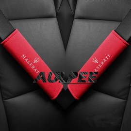 AULPEE 2 Pcs Safety Belt Scratch-Proof Cover Compatible with Meserati Seat Belts Covers Padding Suede Leather Belt Shoulder Sleeve(Maser Red)