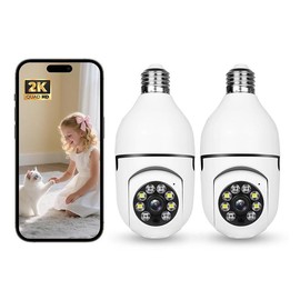 Hawkray 2PS 2K 3MP Light Bulb Security Camera Wireless Outdoor/Indoor - Dual Band 5G & 2.4GHz WiFi,355° Pan-Tilt,Motion Detection,Color Night Vision,Two-Way Audio,Alarm Notification,Easy Installation