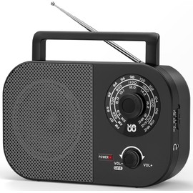 Tendak Portable Radio AM FM SW, Shortwave Radio with Loud Speaker, Transistor Antenna, Headphone Jack and Large Tuning Knob, Battery Powered or Plug in Wall for Home Outdoor Emergency - Black
