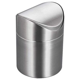 ETRAVEL Trash Can with Lid, Small, Stylish, Stainless Steel, Tabletop Trash Can for Cars, Mini Trash Can with Lid, Space Saving, For Office and Home Use, Simple (Silver)