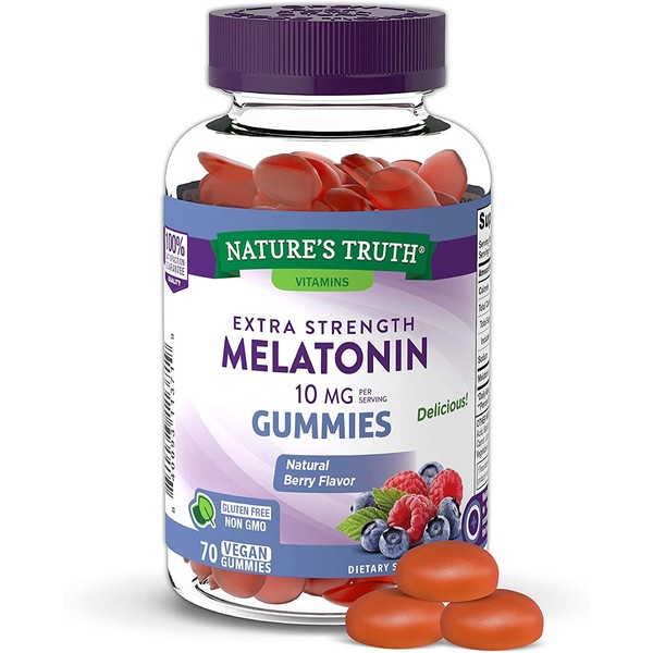 Nature's Truth Melatonin Gummies 10mg | 70 Count | Natural Berry Flavor | Vegan, Non-GMO, Gluten Free Supplement for Adults