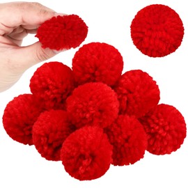 Syhood 20 Pcs Christmas Yarn Pom Poms Balls for DIY Handmade Crafts Fuzzy Pompoms for Christmas DIY Hats Thanksgiving Party Holiday Hanging Home Decorations(1.5 Inch,Red)