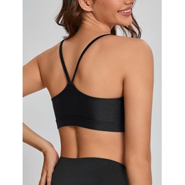 Women Swim Bra Straps Swim Tops Sport Bikini Tops Built in Bra Bathing Suit Tops Only Swimsuit Padded Black