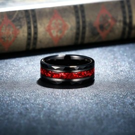 Reseldda 8mm Black Synthetic Ruby Tungsten Wedding Bands for Men Size 11