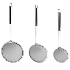 3 Pieces Strainer Skimmer, Strainer Skimmer Spoon, Stainless Steel Fine Mesh Skimmer Spoon, Oil Filter Colander Spoon, Three Specifications, for Filter Skims Fat Scum