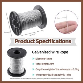 Bimior 2Pcs 100 Feet Picture Hanging Wire, Picture Wire for Mirrors, Photo Frame Picture, Clock, Art Work Support & Hanging up to 50lbs