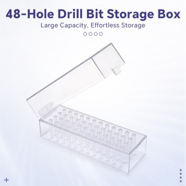 siyuwuro Nail Drill Bit Holder Box with 48 Holes Dustproof Nail Drill Bit Display Stand Organizer Container Case Manicure Drill Bits Waterproof Holder Nail Art Storage Tool, Transparent