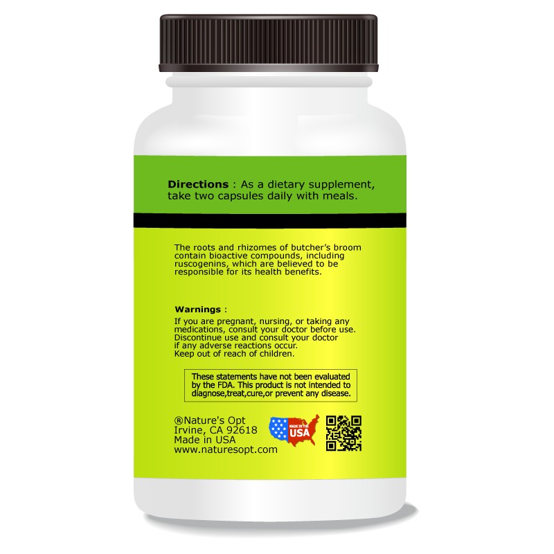 Nature's Opt Butcher's Broom, Supports Vein Problems, Circulation and Vein