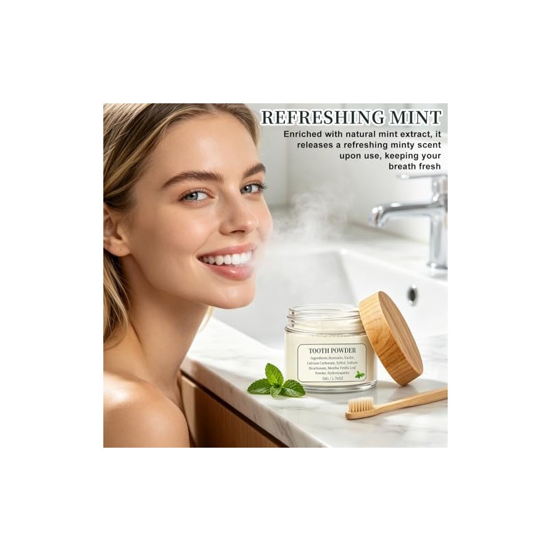 2PCS Hydroxyapatite Tooth Powder, Remineralizing Tooth Powder, with Mint, Hydroxyapatite,