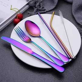 Yotsuba Travel Cutlery Set, 8pcs Portable Stainless Tableware Dinnerware Travel Camping Cutlery Kit Portable Flatware Set Travel Camping Utensil Dinnerware Set with Case (Black)