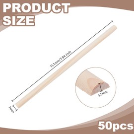 OLYCRAFT 50Pcs 151mm Wooden Dowel Rods Half Round 7x3.5mm Split Wood Dowels Sticks Half Round Wooden Strips Unfinished Wood Rod Arch Dowel Rods for DIY Crafts Braiding Tapestry Home Decor