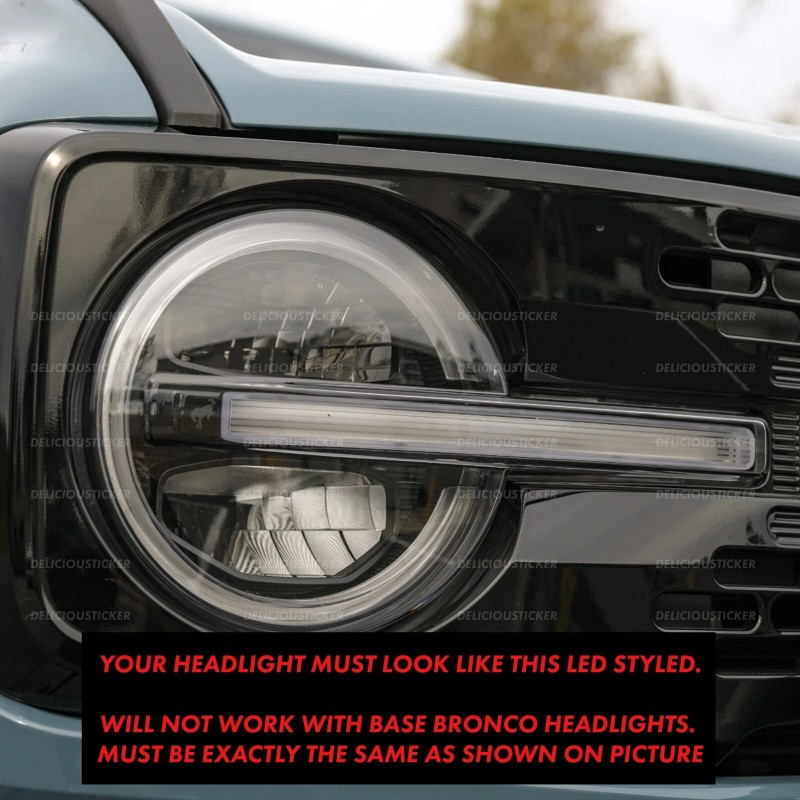 Deliciousticker For 21-25 Ford Bronco Yellow Front Headlight DRL PreCut