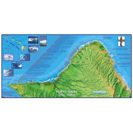 Oahu North Shore Surfing Hawaii Map Poster by Franko Maps