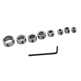 8 PCS Locator Rings for Woodworking 3 to 16mm Sizes with Hex Wrench, Step Drill Bit Depth Stop Collar Set, Consistent Drilling and Depth Limiting, Depth Stop, Woodworking Accessories Silver