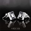 VEXXS Men's Earrings, 925 Silver, CZ Diamond, K14, Simple, Gold,